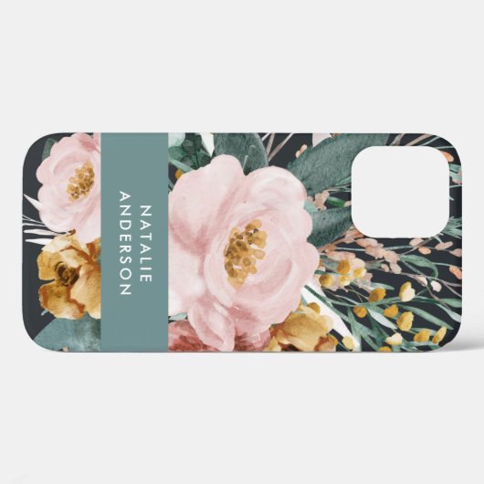 Matige waterverf floraal en blaaselegant Case-Mate iPhone case (Achterkant (horizontaal))