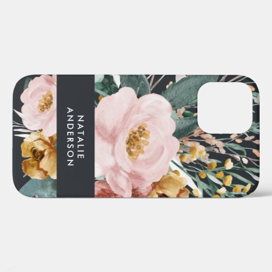 Matige waterverf floraal en blaaselegant Case-Mate iPhone case (Achterkant (horizontaal))