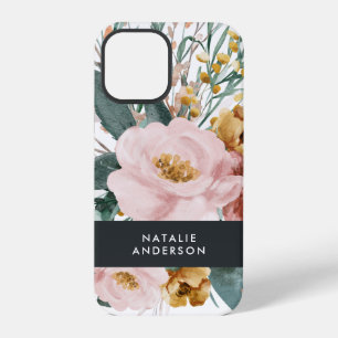 Matige waterverf floraal en blaaselegant iPhone 12 pro hoesje