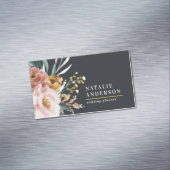 Matige waterverf floraal en blaaselegant magnetisch visitekaartje (Voorbeeld)