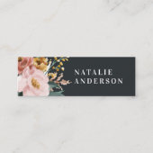 Matige waterverf floraal en blaaselegant mini visitekaartje (Voorkant)