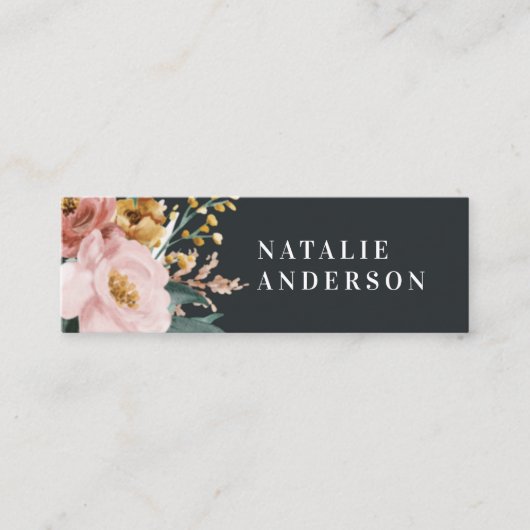 Matige waterverf floraal en blaaselegant mini visitekaartje (Voorkant)