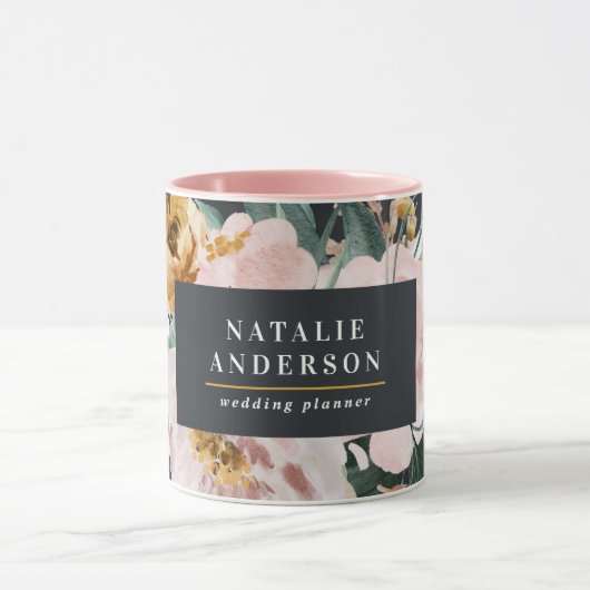 Matige waterverf floraal en blaaselegant mok (Midden)