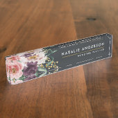 Matige waterverf floraal en blaaselegant naambordje (Zijkant)