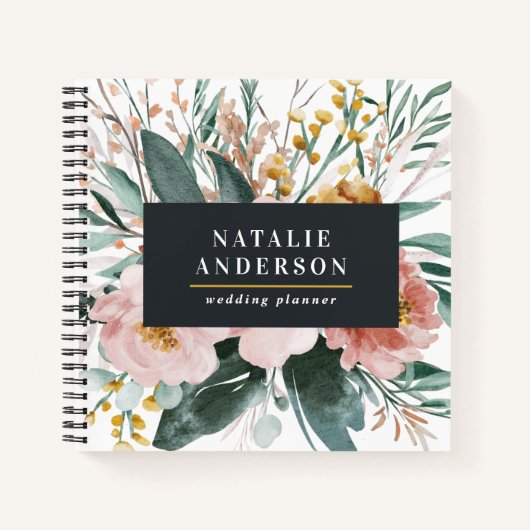 Matige waterverf floraal en blaaselegant notitieboek (Voorkant)