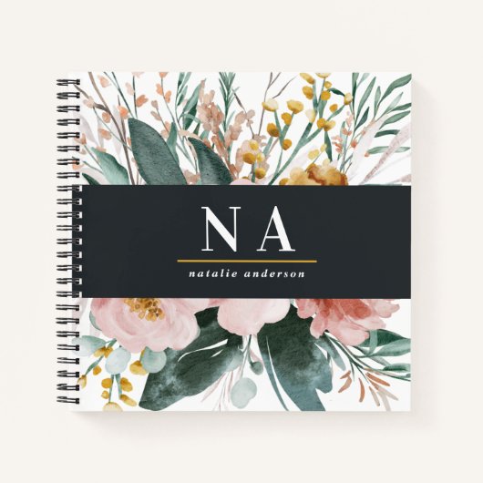 Matige waterverf floraal en blaaselegant notitieboek (Voorkant)