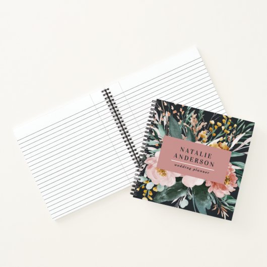 Matige waterverf floraal en blaaselegant notitieboek (Binnen)