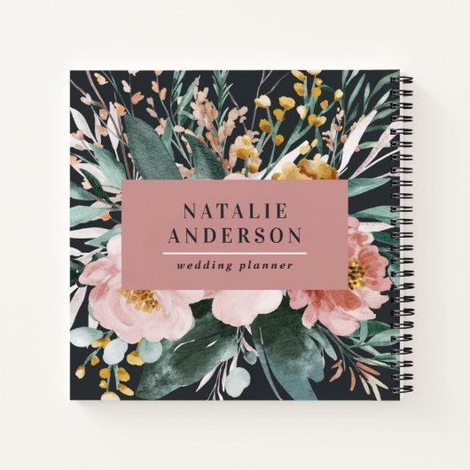 Matige waterverf floraal en blaaselegant notitieboek (Achterkant)