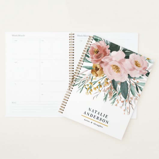 Matige waterverf floraal en blaaselegant planner (Display)