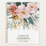 Matige waterverf floraal en blaaselegant planner<br><div class="desc">Moderne waterverf florale en foliage chic elegant design. Op trendflorale en folieontwerp. Een deel van een modern collectie.</div>