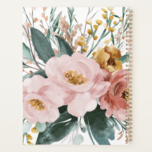 Matige waterverf floraal en blaaselegant planner (Achterkant)