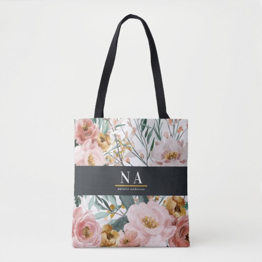 Matige waterverf floraal en blaaselegant tote bag (Voorkant)
