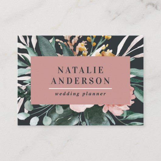 Matige waterverf floraal en blaaselegant visitekaartje (Voorkant)