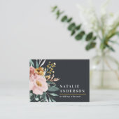 Matige waterverf floraal en blaaselegant visitekaartje (Staand voorkant)