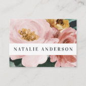 Matige waterverf floraal en blaaselegant visitekaartje (Voorkant)