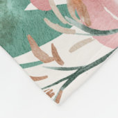 Matige waterverf florale elegant monogram roze fleece deken (Hoek)