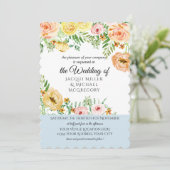 Matige Waterverf Losse gele perzik Blush Floral Kaart (Staand voorkant)