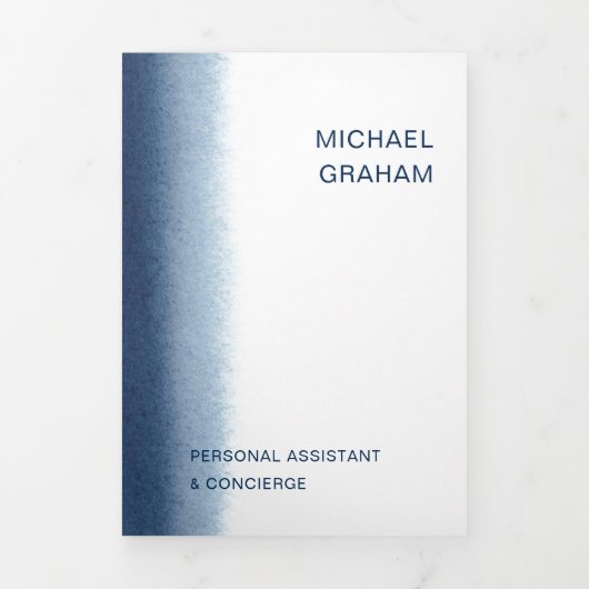 Matige Waterverf marineblauw drievoudig brochure Drieluik Kaart (Cover)