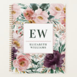 Matige waterverf met florale elegant bakrecepten planner<br><div class="desc">Moderne waterverf florale script elegant baking recipes planner notitieboek roze girly design. Op trendfloraal, flesvormig, flesvormig botanisch ontwerp. Een deel van een modern collectie.</div>