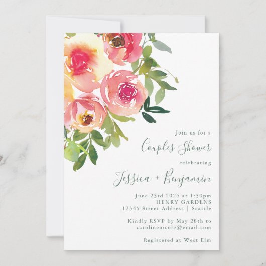 Matige Waterverf roze kalkoenen Kaart (Voorkant)