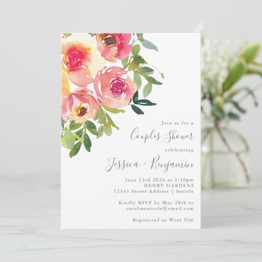 Matige Waterverf roze kalkoenen Kaart (Staand voorkant)