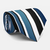 Matige witte en blauwe regelmatige verticale lijne stropdas (Opgerold)