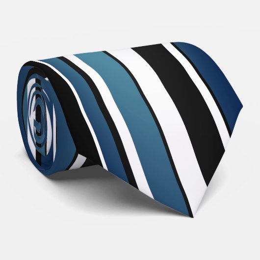 Matige witte en blauwe regelmatige verticale lijne stropdas (Opgerold)