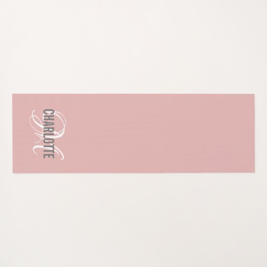 Matige zwart-roze monogram naam yoga mat (Achterkant (horizontaal))