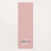 Matige zwart-roze monogram naam yoga mat (Achterkant)