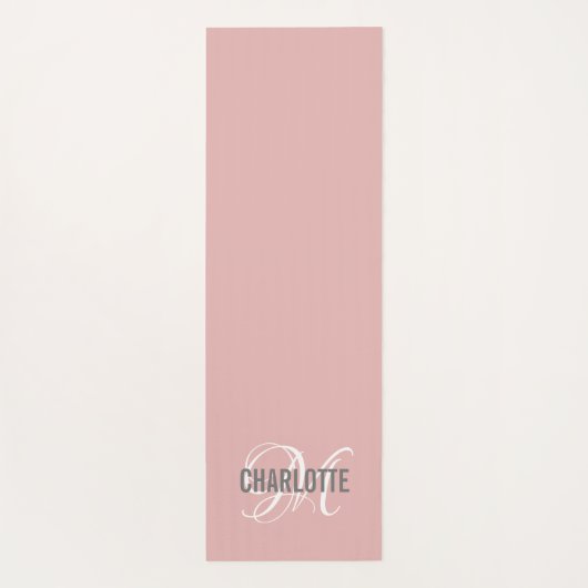 Matige zwart-roze monogram naam yoga mat (Achterkant)