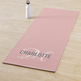 Matige zwart-roze monogram naam yoga mat