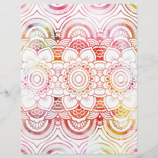 Matige zwarte roze koraal waterverf florale mandal flyer (Voorkant)