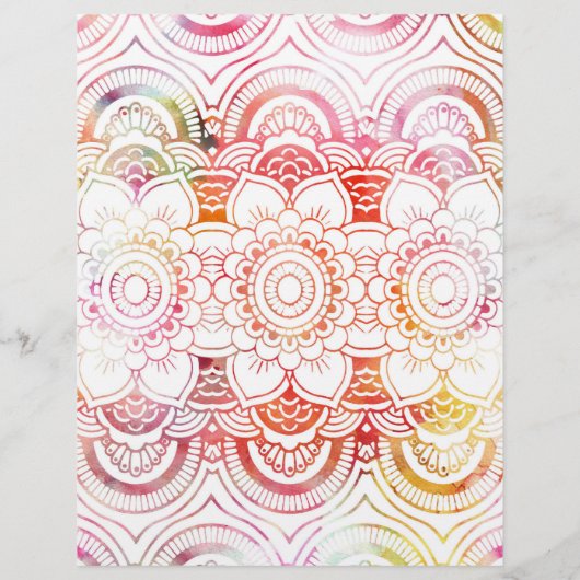 Matige zwarte roze koraal waterverf florale mandal flyer (Achterkant)