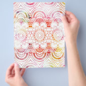 Matige zwarte roze koraal waterverf florale mandal flyer (Hand)