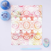 Matige zwarte roze koraal waterverf florale mandal flyer (Enkel)