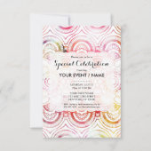 Matige zwarte roze koraal waterverf florale mandal kaart (Voorkant)