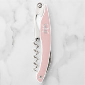 Matige zwarte roze monogram kurkentrekker (Voorkant)