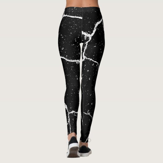 Matige zwarte witte yoga leggings (Achterkant)