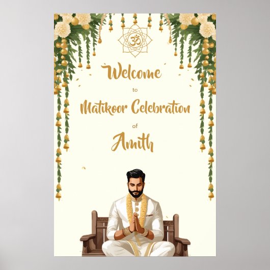 Matikoor Haldi Indiase bruiloft bruidegom welkomst Poster (Voorkant)