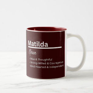 Matilda – Meisjesnaam Definitie Gepersonaliseerde Tweekleurige Koffiemok