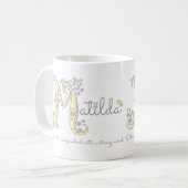 Matilda naam betekent monogram M mok (Voorkant links)