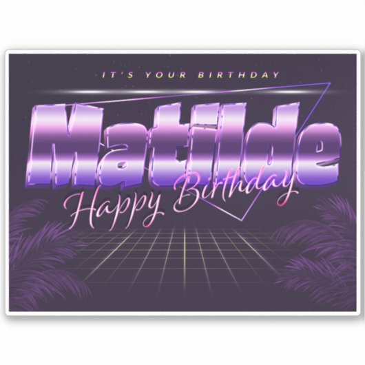 Matilde Name Vorname lila retro Sticker Geburtstag (Voorkant)