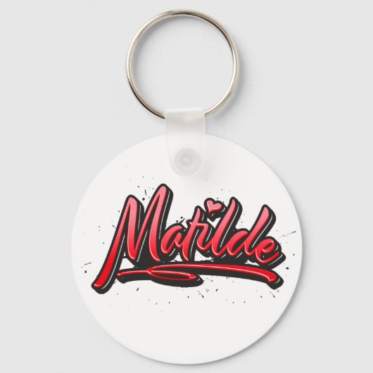 Matilde red Heart Graffiti Schlüsselanhänger Sleutelhanger (Voorkant)