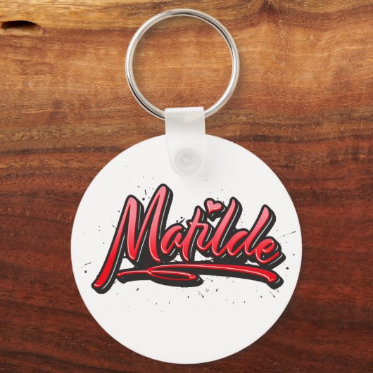 Matilde red Heart Graffiti Schlüsselanhänger Sleutelhanger (Voorkant)