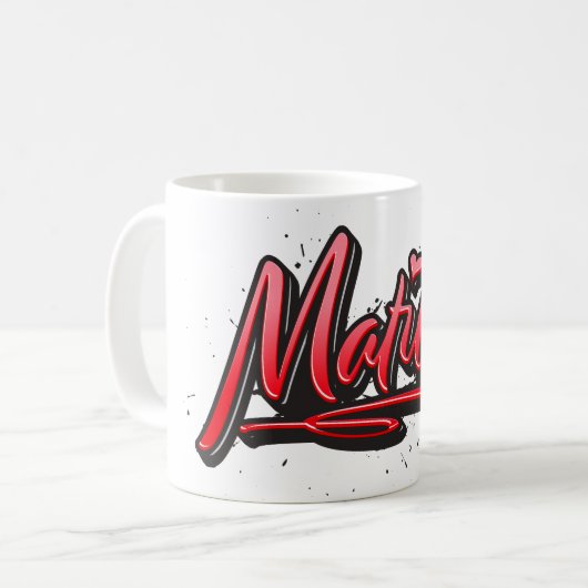 Matilde red Heart Graffiti Tasse Kaffeetasse Koffiemok (Voorkant links)