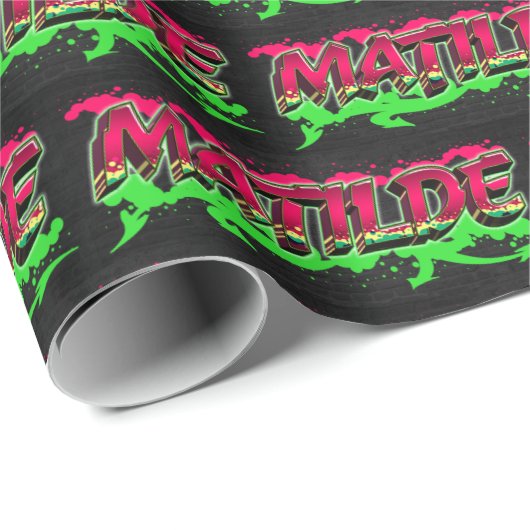 Matilde Vorname Name Graffiti red green Cadeaupapier (Rol Hoek)