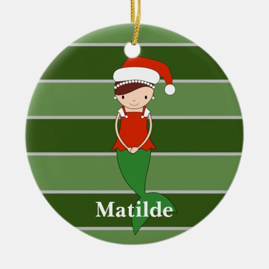 Matilde Zeemeermin Kerstmis Special Keramisch Ornament (Voorkant)