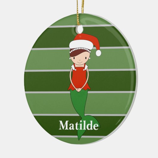 Matilde Zeemeermin Kerstmis Special Keramisch Ornament (Links)
