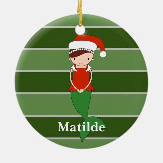 Matilde Zeemeermin Kerstmis Special Keramisch Ornament (Achterkant)