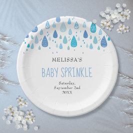 Matin Baby Blue Raindrops Baby Boy Sprinkle Papieren Bordje